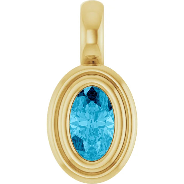 14K Oval Bezel Charm Pendant