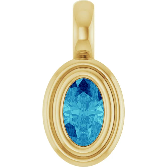 14K Oval Bezel Charm Pendant