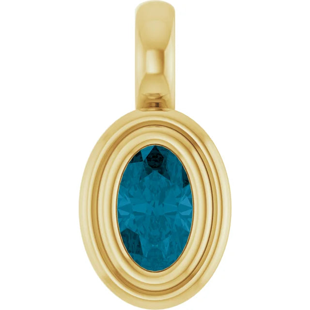 14K Oval Bezel Charm Pendant