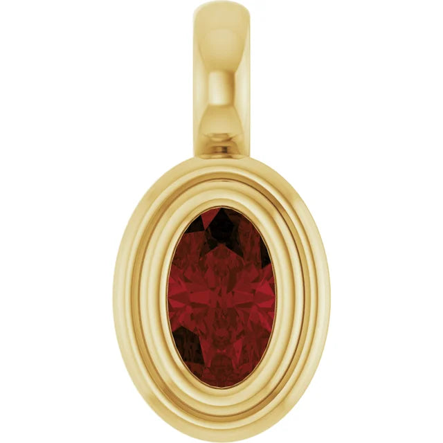 14K Oval Bezel Charm Pendant