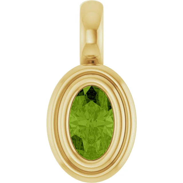 14K Oval Bezel Charm Pendant