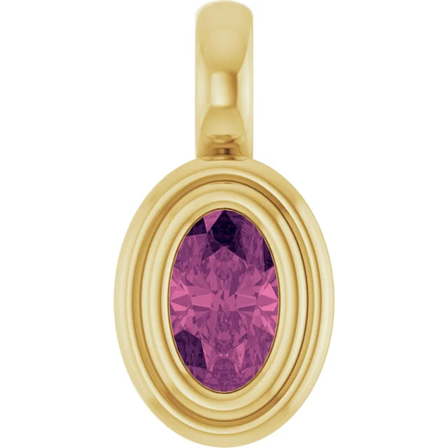 14K Oval Bezel Charm Pendant