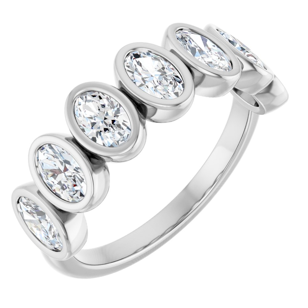 14K Oval Bezel Diamond Anniversary Band