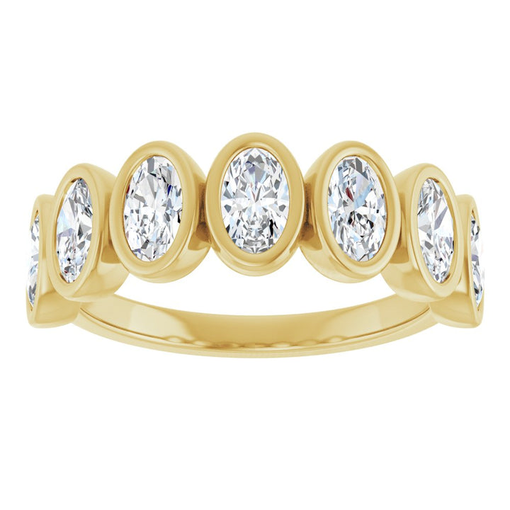 14K Oval Bezel Diamond Anniversary Band