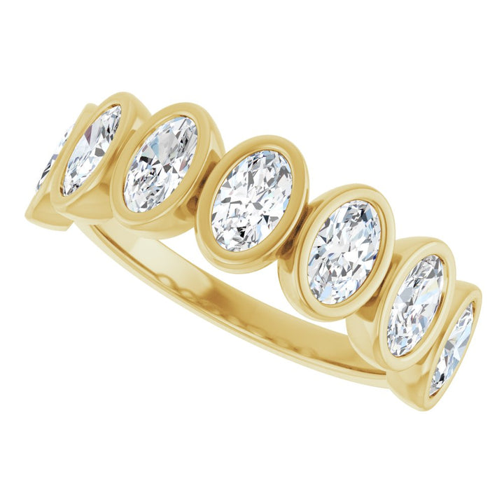 14K Oval Bezel Diamond Anniversary Band
