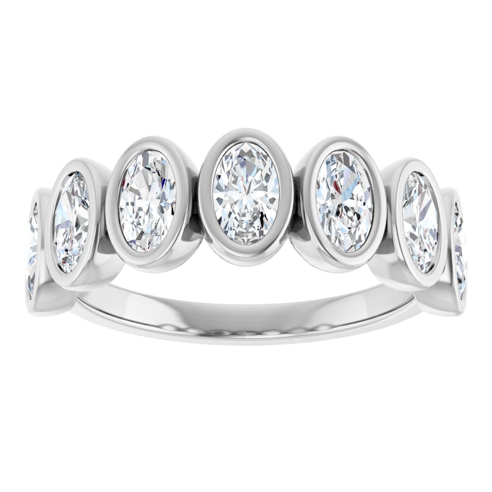 14K Oval Bezel Diamond Anniversary Band
