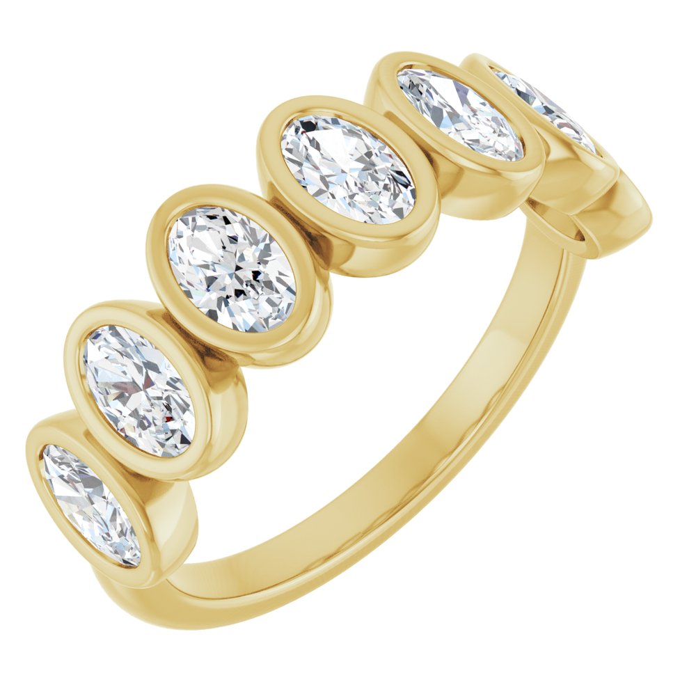 14K Oval Bezel Diamond Anniversary Band