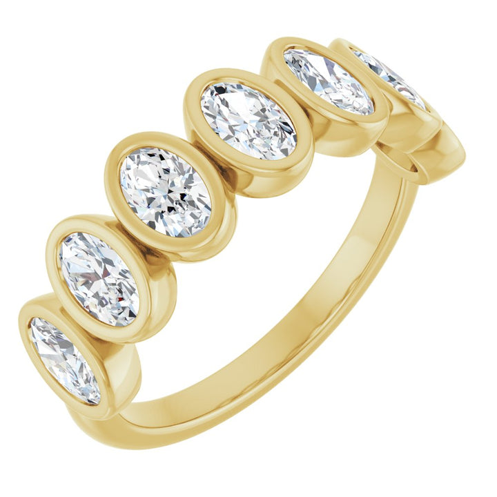 14K Oval Bezel Diamond Anniversary Band