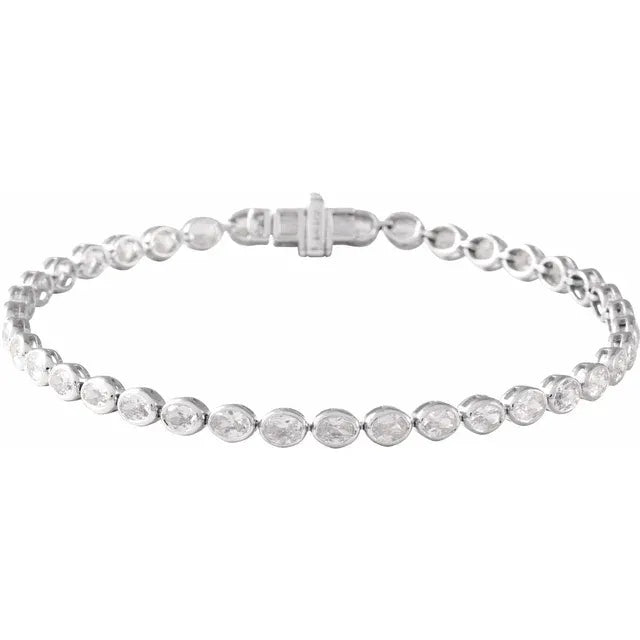 14K Oval Bezel Lab Grown Diamond Line Bracelet