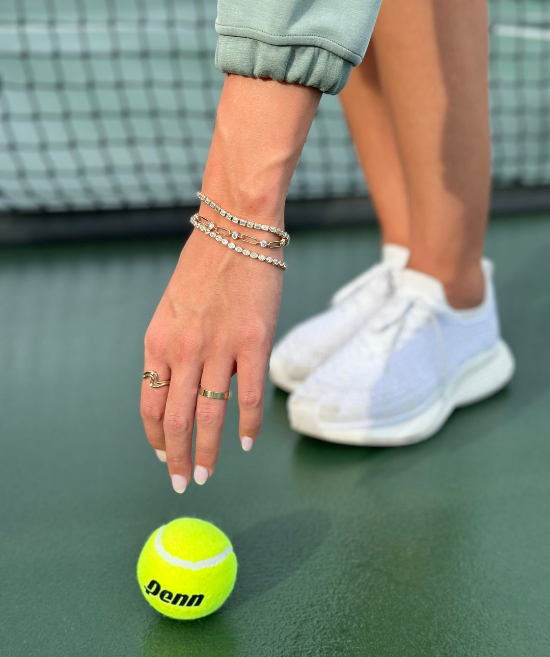 14K Emerald-Cut Bezel Diamond Line Bracelet