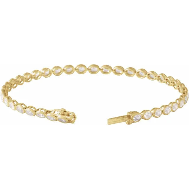 14K Oval Bezel Lab Grown Diamond Line Bracelet
