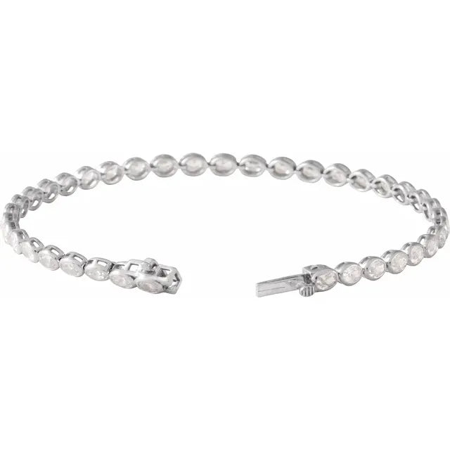 14K Oval Bezel Lab Grown Diamond Line Bracelet