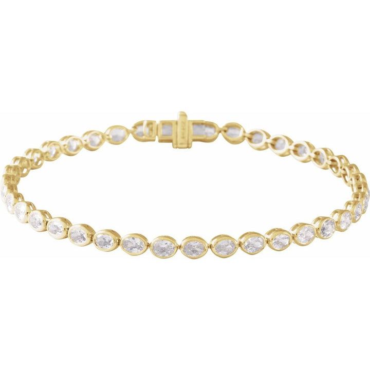 14K Oval Bezel Lab Grown Diamond Line Bracelet