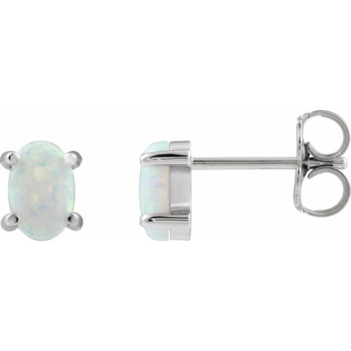14K Oval Cabochon Studs