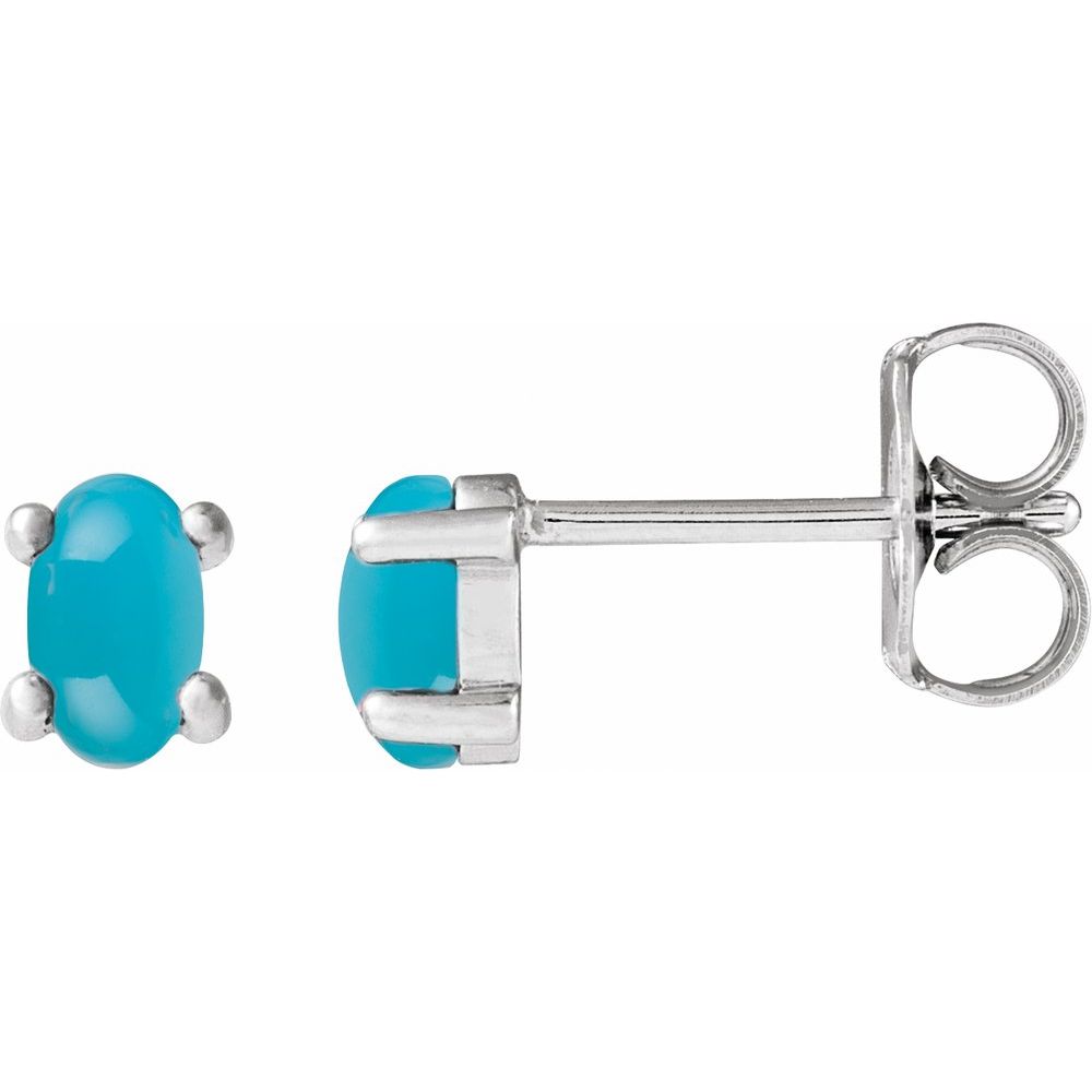 14K Oval Cabochon Studs
