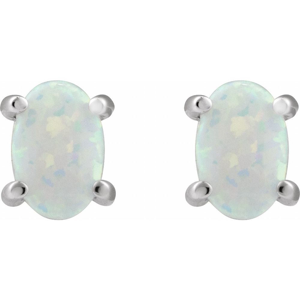 14K Oval Cabochon Studs