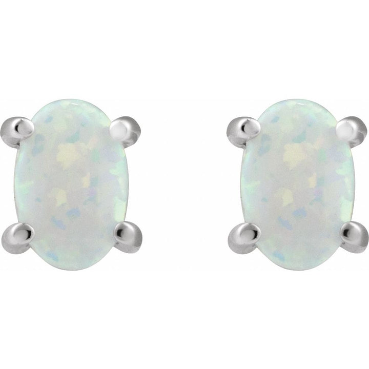 14K Oval Cabochon Studs
