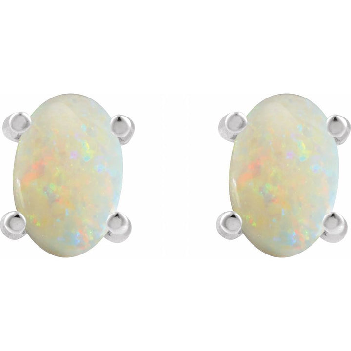 14K Oval Cabochon Studs