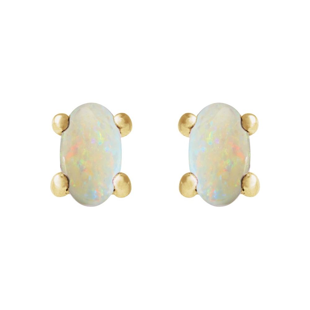 14K Oval Cabochon Studs