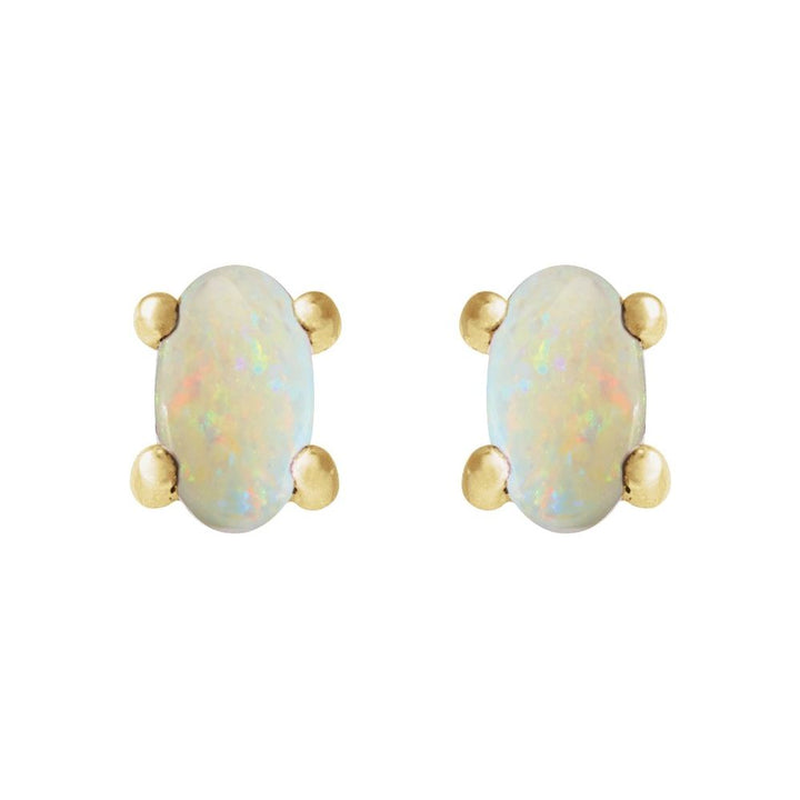 14K Oval Cabochon Studs