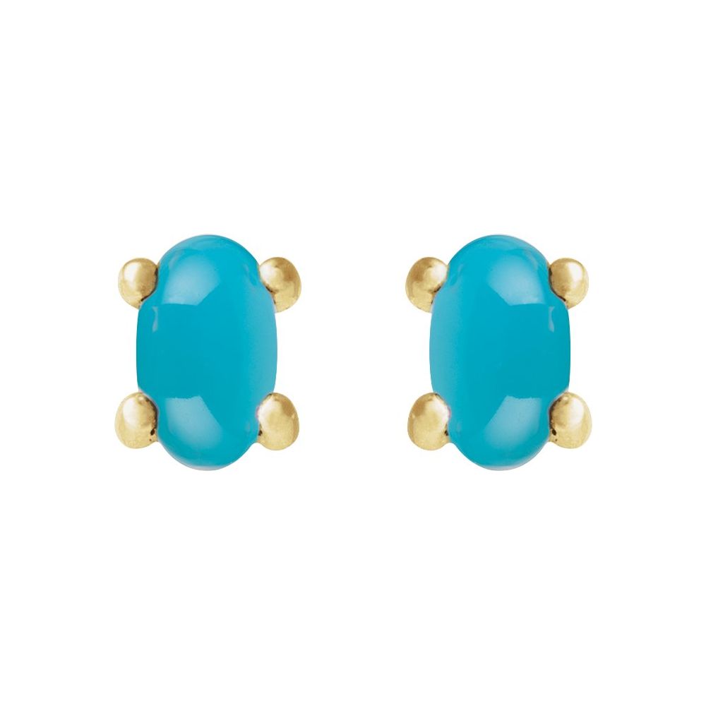 14K Oval Cabochon Studs