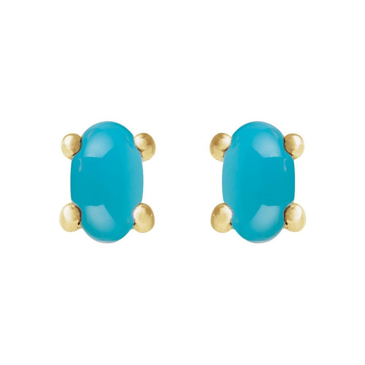 14K Oval Cabochon Studs