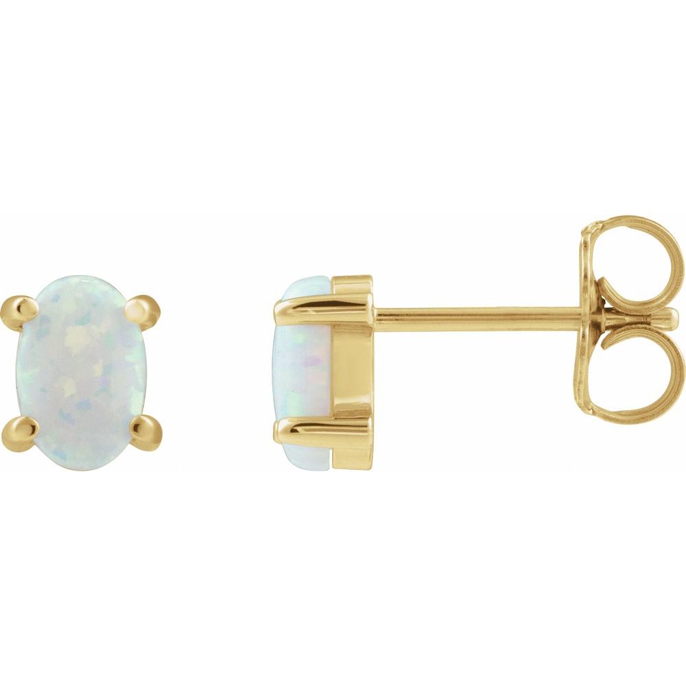 14K Oval Cabochon Studs