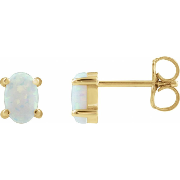 14K Oval Cabochon Studs