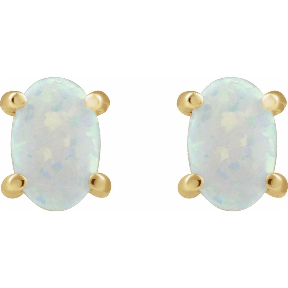 14K Oval Cabochon Studs