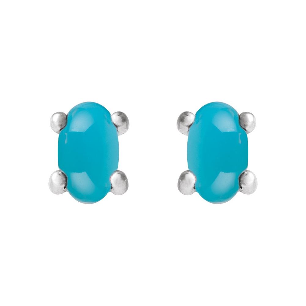 14K Oval Cabochon Studs