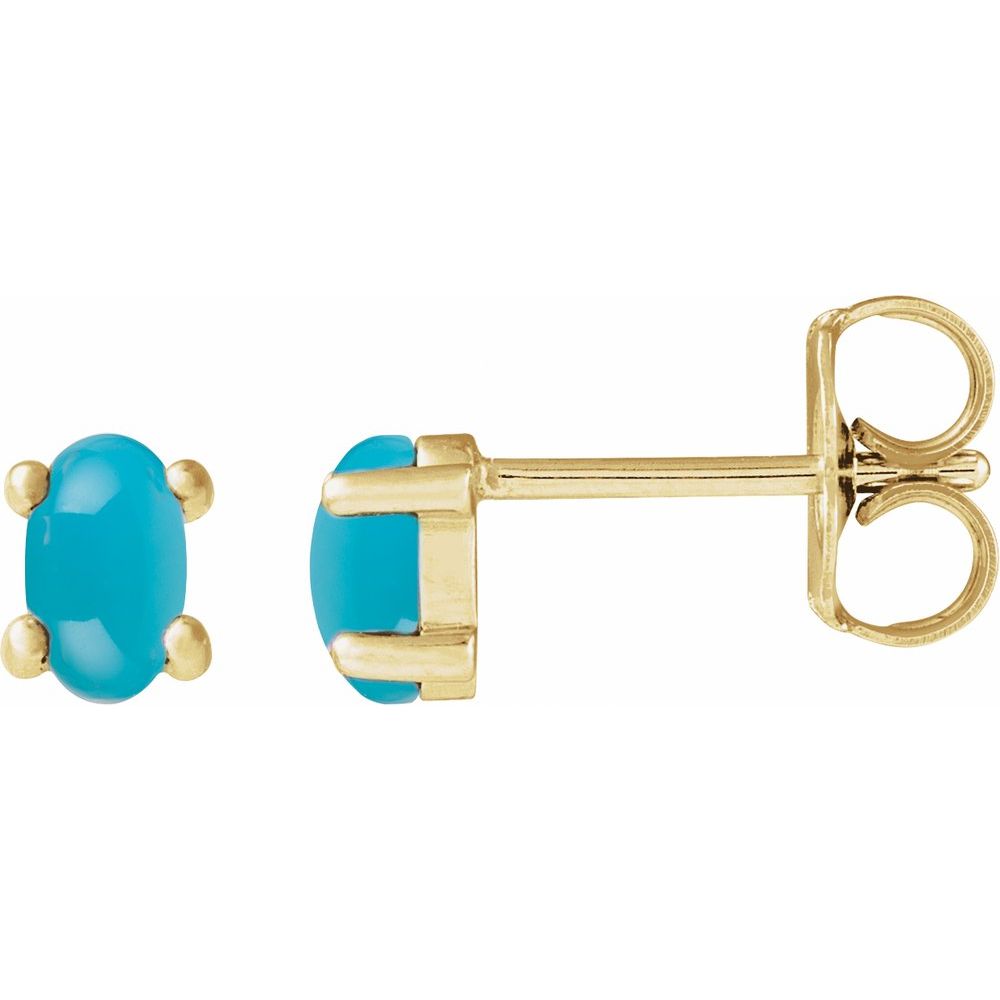 14K Oval Cabochon Studs