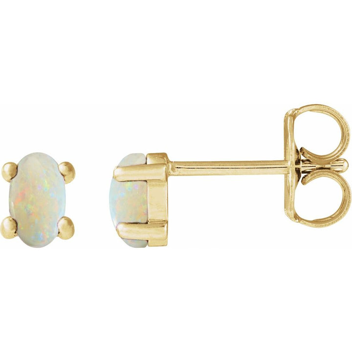 14K Oval Cabochon Studs