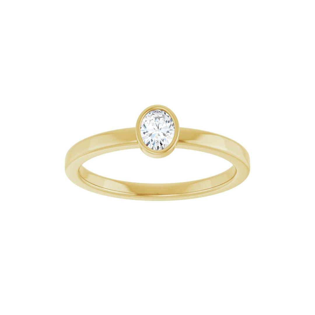 14K Oval Diamond Bezel Solitaire Ring