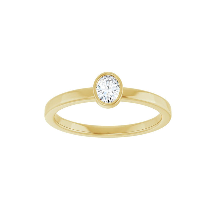 14K Oval Diamond Bezel Solitaire Ring