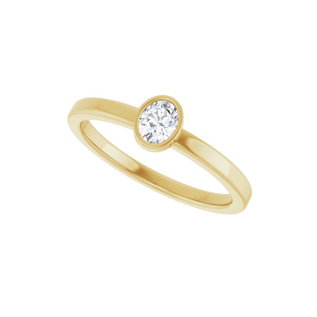 14K Oval Diamond Bezel Solitaire Ring