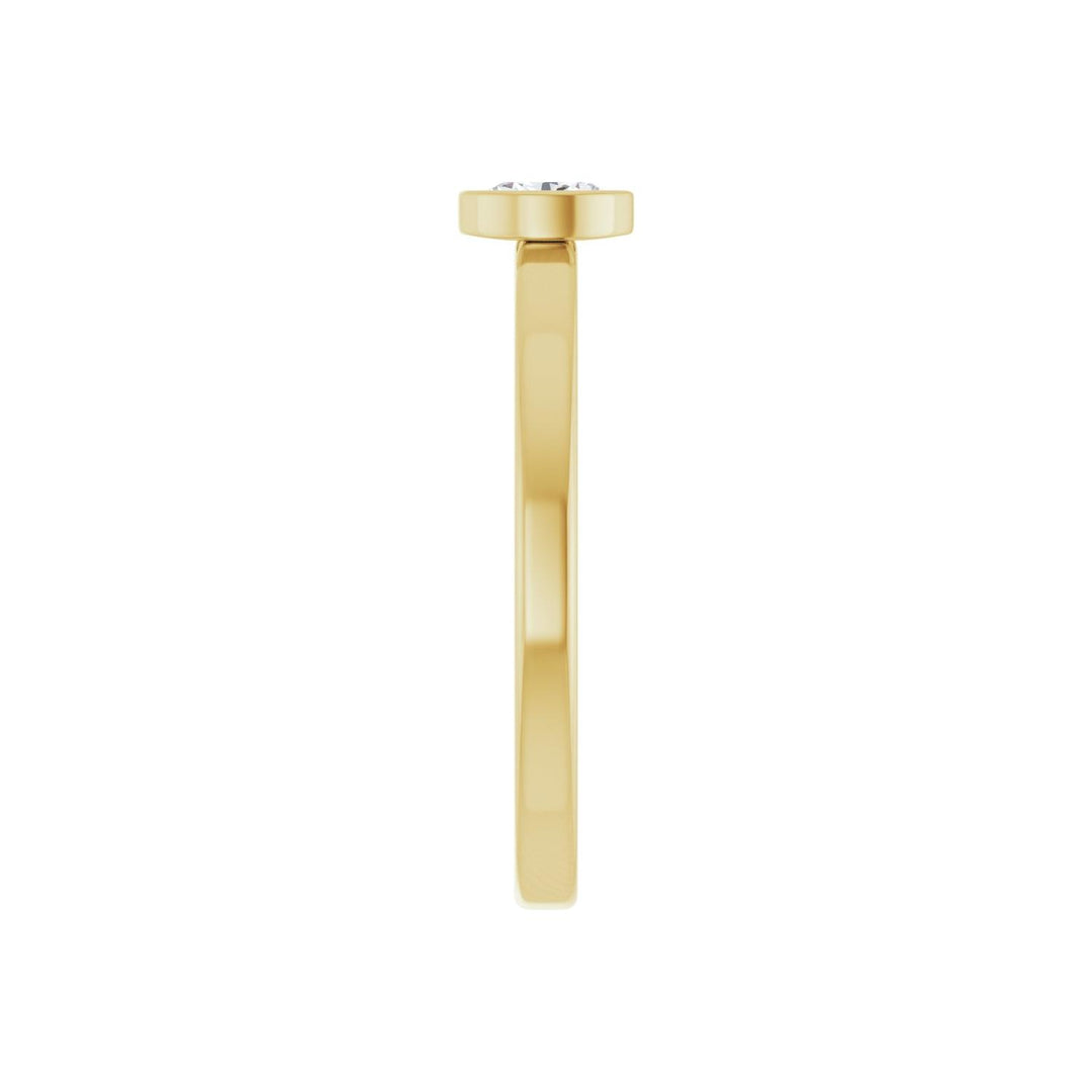 14K Oval Diamond Bezel Solitaire Ring
