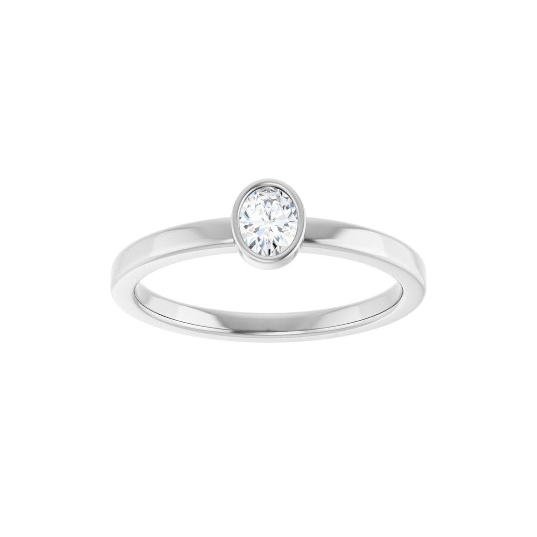 14K Oval Diamond Bezel Solitaire Ring