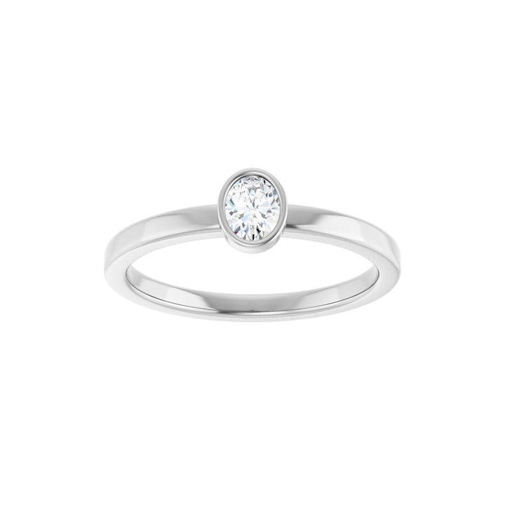 14K Oval Diamond Bezel Solitaire Ring