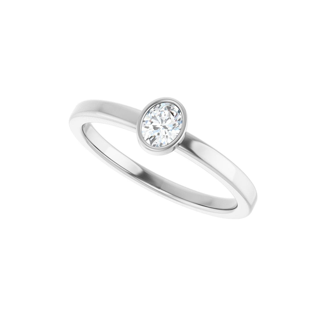 14K Oval Diamond Bezel Solitaire Ring