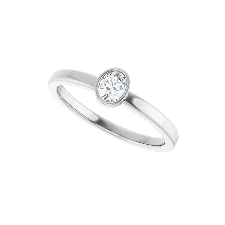 14K Oval Diamond Bezel Solitaire Ring