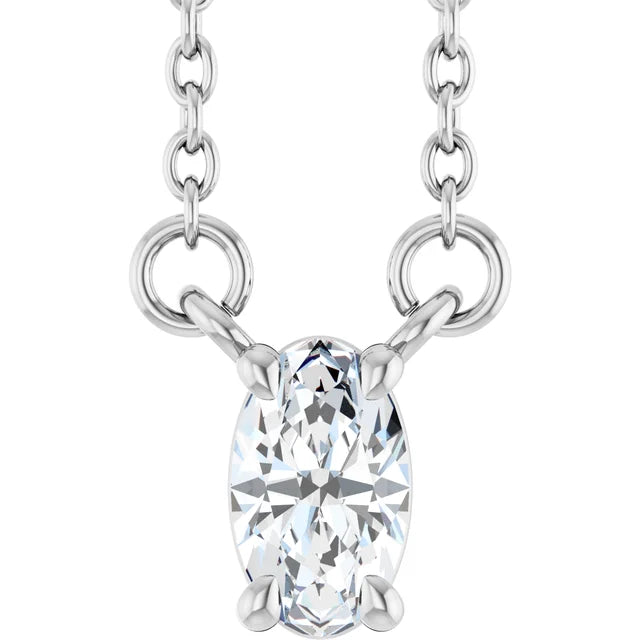 14K Oval Diamond Solitaire Necklace