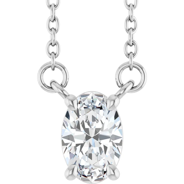 14K Oval Diamond Solitaire Necklace