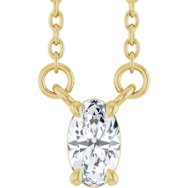 14K Oval Diamond Solitaire Necklace