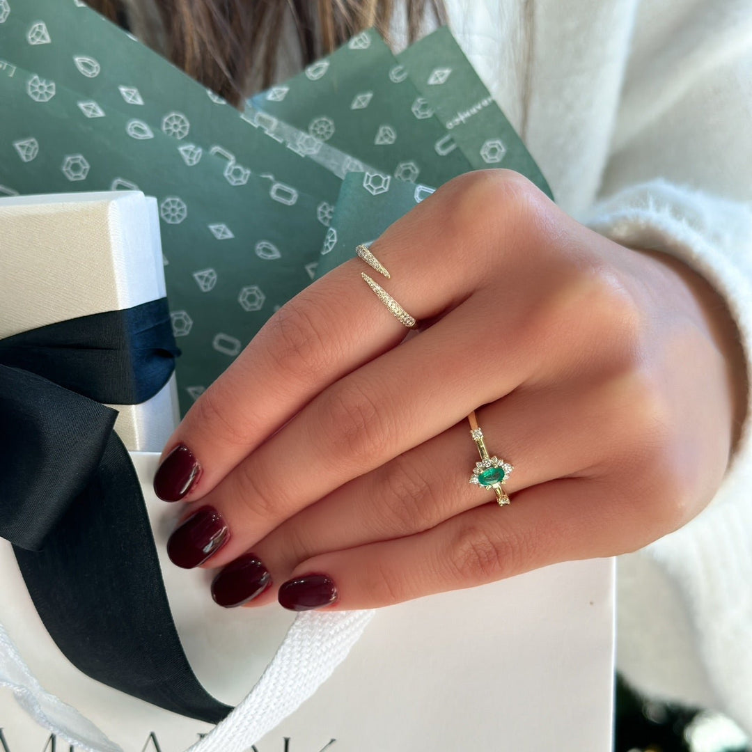 14K Oval Gemstone &amp; 1/6 CTW Natural Diamond Halo-Style Ring