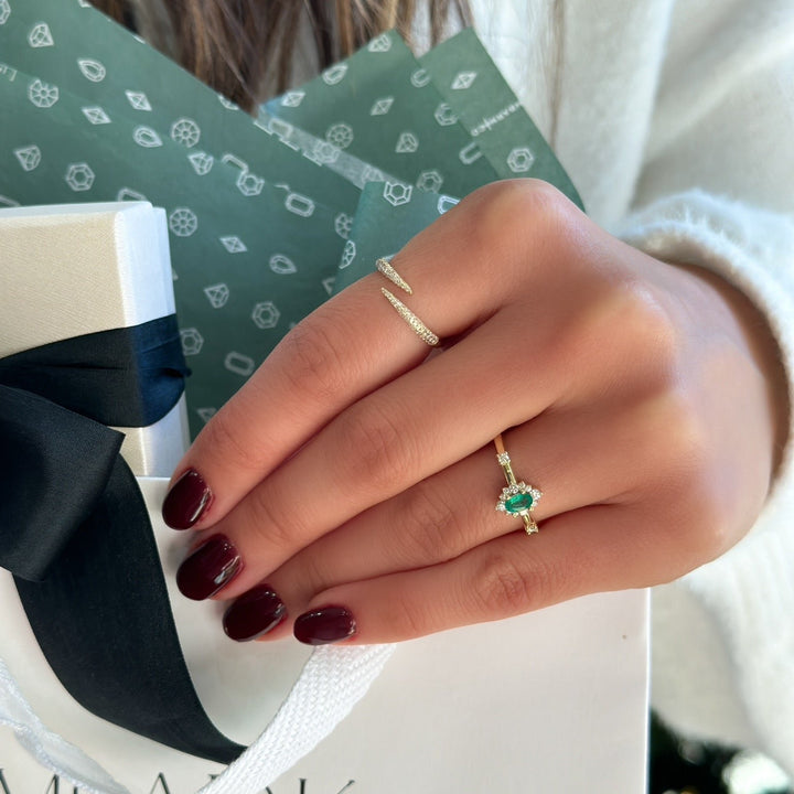 14K Oval Gemstone &amp; 1/6 CTW Natural Diamond Halo-Style Ring