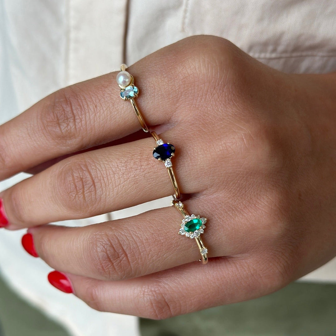 14K Oval Gemstone &amp; 1/6 CTW Natural Diamond Halo-Style Ring