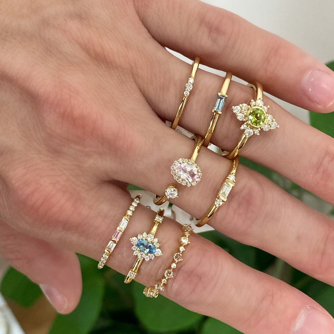 14K Oval Gemstone &amp; 1/6 CTW Natural Diamond Halo-Style Ring
