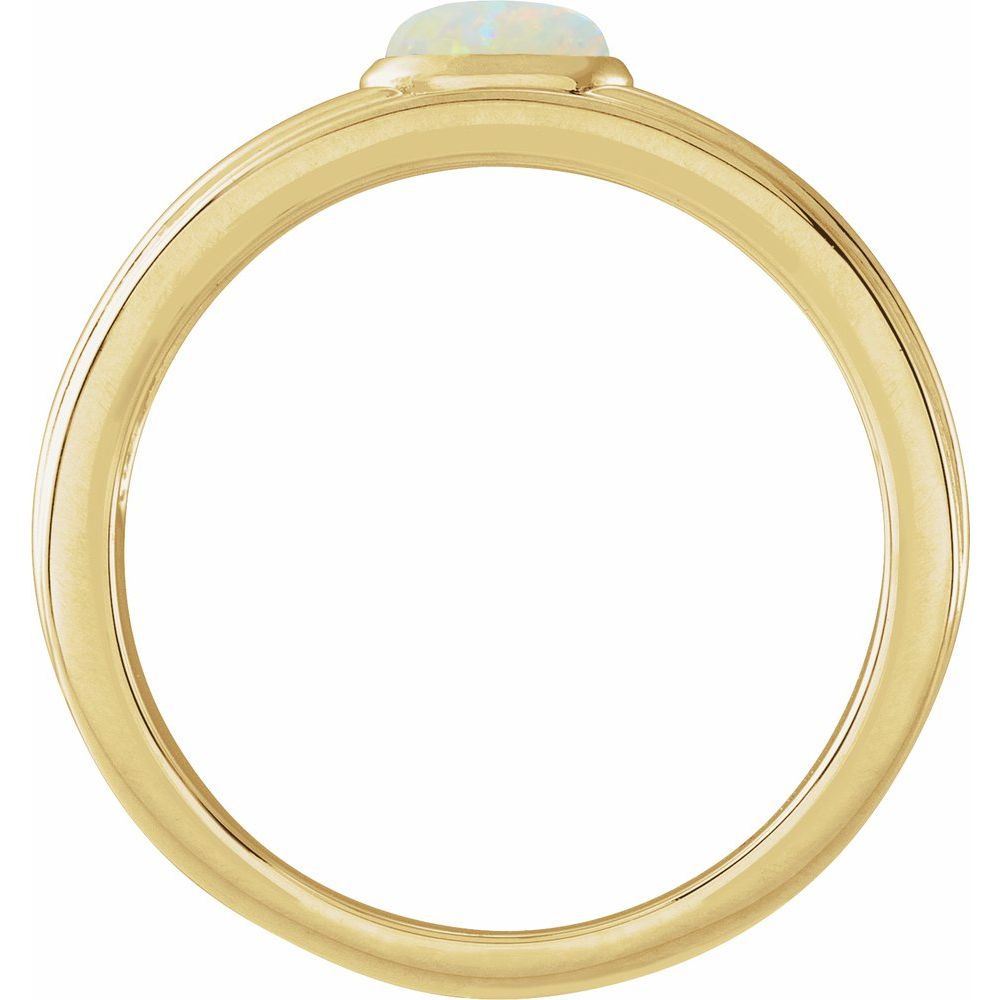 14K Oval Gemstone Cabochon Ring