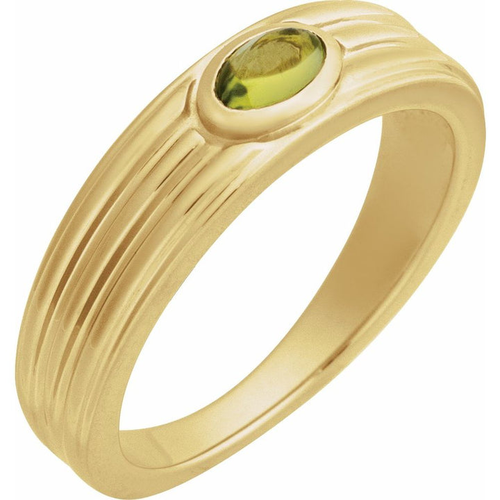 14K Oval Gemstone Cabochon Ring
