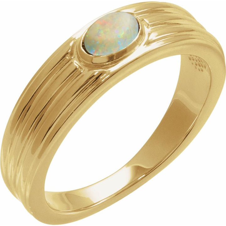 14K Oval Gemstone Cabochon Ring